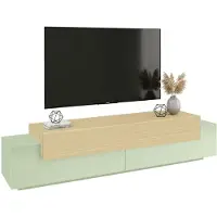 Dmora Cassino - Meuble TV, 200x45x52h cm Vert, 3 Étagères Fabriqué en Italie