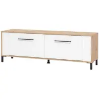 Dmora Nazzaro - Meuble TV, 157x40x52h cm Chêne Marron Nœuds, une Étagère