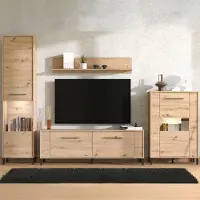 Dmora Cimbergo - Mur modulable, 299x40x193h cm Chêne brun nuds