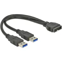 DeLOCK - Câble interne USB vers externe - tête 19 broches USB 3.0 (M) pour USB type A (M) - 25 cm - noir