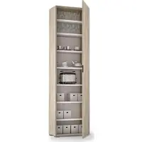 Dmora Abuela - Armoire Multifonction 1 Porte, 50x182h cm Chêne, 7 Étagères Fab. en Italie