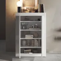 Dmora Bienvenu - Armoire Polyvalente 2 Portes, 78x113h cm Blanc, 4 Étagères Fabriquée en Italie