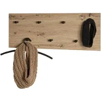 Haku Portemanteau mural , format vertical et horizontal, 7 crochets de 3 kg chacun, L 800 x P 50 x H 300 mm, bois/métal, décor chêne clair/noir