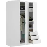 Dmora Astru - Armoire 3 portes, 121x52 cm Blanc, 3 étagères