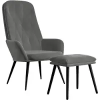 vidaXL Fauteuil relax avec pouf gris foncé velours