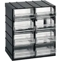Dmora Atanasia - Armoire 2 Portes, 19x23h cm Gris Anthracite, 8 Tiroirs Italy