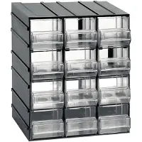 Dmora Atanasia - Armoire Multi-usage 2 Portes, 19x23h cm Gris Anthracite, 12 Tiroirs Italie