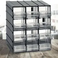 Dmora Atanasia - Armoire Multi-usage 2 Portes, 19x23h cm Gris Anthracite, 12 Tiroirs Italie