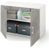 Dmora Serafinito - Armoire 2 Portes, 90x66h cm Gris Ciment, 1 Étagère Italy