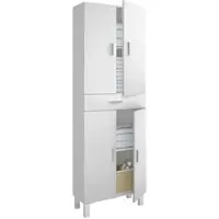Dmora Amiga - Grand Placard Multi-Usage, 60x182h cm Blanc Brillant, 2 Étagères