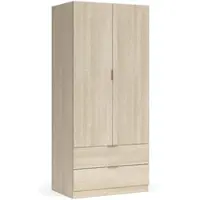 Dmora Appadu - Armoire 2 Portes, 82x180h cm Chêne Marron, Porte-Manteaux