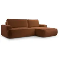 AX Living Canapé Ablia Forme L avec fonction sommeil Rouge brique 267 cm D