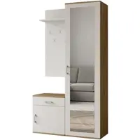 AX Living Garde-robe avec miroir Magnola - 100 cm de large, Artisan & Blanc