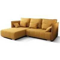 AX Living Jaune Canapé d'angle avec fonction sommeil Florinna 248cm en L