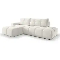 AX Living Canapé d'angle Beige Fonction sommeil Hosio 288 cm - Design élégant avec confort à gauche