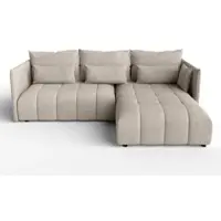 AX Living Canapé d'angle marron clair avec fonction couchage et coffre de rangement Cosmova 248