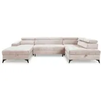 AX Living Beige Canapé d'angle avec fonction sommeil Arkucio U 345 cm Canapé d'angle G