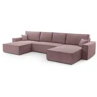 AX Living Canapé en U avec fonction sommeil - Cedria U 389 cm Lavande