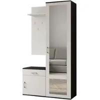 AX Living Garde-robe avec miroir Magnola - 100cm de large, noir & blanc