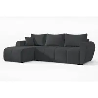 AX Living Canapé d'angle avec fonction sommeil Malatya L Mini canapé gris foncé G