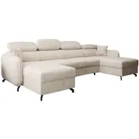 AX Living Canapé d'angle avec fonction sommeil Ribella 5 345cm creme Forme en U