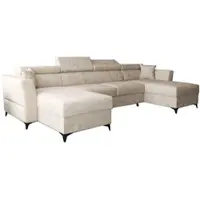 AX Living Canapé d'angle petit modele avec fonction sommeil Ribella 345 cm creme Forme en U
