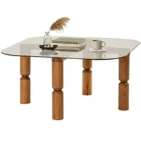 Dmora Gran - Table Basse, 80x80x40h cm Noix Marron, Effet Fumé