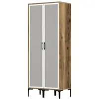 Dmora Bagnone - Armoire 2 Portes, 80x201h cm Marron Noyer, 5 Étagères