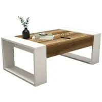 Dmora Kaffa - Table basse, 102x60x38h cm Noyer brun, Porte-revues