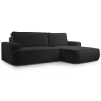 AX Living Canapé Ablia forme L avec fonction sommeil Noir 267 cm D