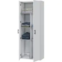 Dmora Mileto - Armoire Multi-usages 2 Portes, 80x206h cm Blanc, 3 Étagères
