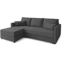 AX Living Canapé petit modele avec fonction sommeil Dolceo Canapé d'angle anthracite 226cm