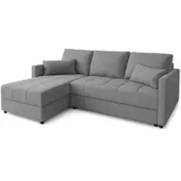 AX Living Canapé d'angle Gris Petit canapé avec fonction sommeil Dolceo PIK 226 cm