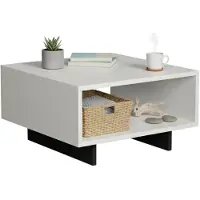 Dmora Sondalo - Table basse, 60x60x32h cm Blanc, un Compartiment