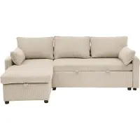 CALICOSY - Canapé convertible 3 places en velours côtelé L219 cm - LOUISON