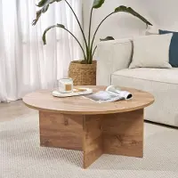 Dmora Simbario - Table basse, 90x90x40h cm Marron Chêne Nœuds, Forme Ronde