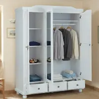 Dmora Somma - Armoire 3 Portes, 150x56 cm Blanc, 4 Étagères