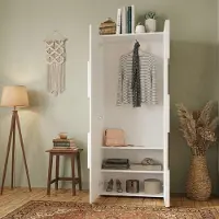 Dmora Comerio - Armoire 2 Portes, 78x187h cm Blanc Brillant, Portemanteau Italie
