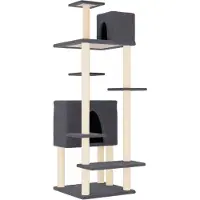 Syfax Arbre à chat avec griffoirs en sisal Gris foncé 154 cm