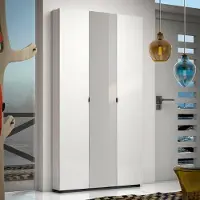 Dmora Enza - Armoire Polyvalente Grande, 11x200h cm Blanc Brillant, 22 Étagères Italie
