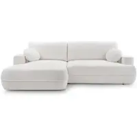 AX Living Canapé d'angle avec fonction sommeil Peoni 267cm blanc avec coffre de lit G