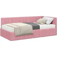 vidaXL Structure de lit à angle avec matelas et tête de lit, 2 pièces, gris, velours