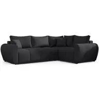 AX Living Malatya L Canapé d'angle avec fonction sommeil Canapé-lit noir 235cm D