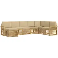 vidaXL Ensemble de canapés d'extérieur , 8 pièces, blanc et beige, 308 x 190 x 73 cm
