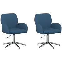 vidaXL - 2 chaises de bureau, 54 x 58 x 90 cm, bleu, revêtement en tissu