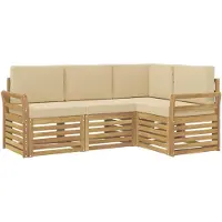vidaXL - Ensemble de salon de jardin, 4 pièces, blanc et beige, en polyester