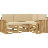 vidaXL - Ensemble de salon de jardin, 4 pièces, blanc et beige, en polyester