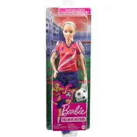 Mattel Poup?e mannequin Careers et accessoires, joueuse de football avec cheveux blonds