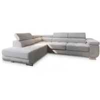 Masseno Canapé d’angle APIRO L-S avec fonction de couchage Canapé en L, canapé avec coffre de rangement, canapé de salon, sofa, canapé-lit, ensemble de canapés – Crème, POSO 100
