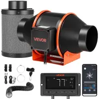 Vevor Kit Ventilateur de Gaine à Flux Mixte avec Filtre à Charbon 349 m³/h